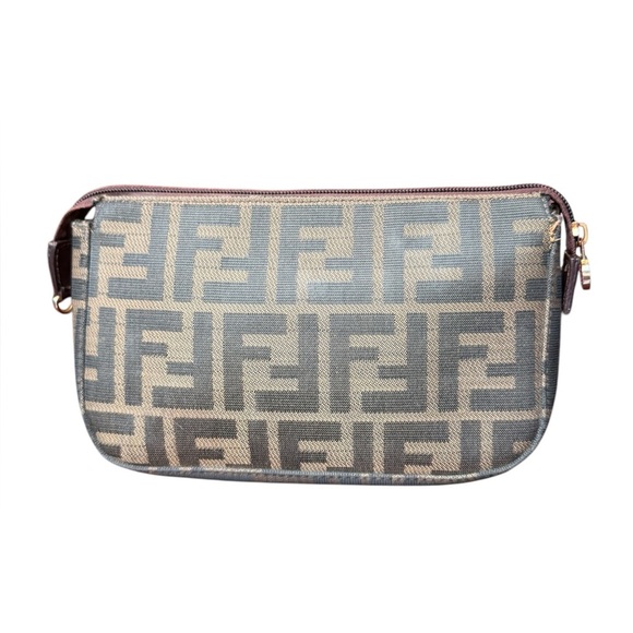 Fendi Zucca Canvas Brown FF Zip Pouch MSRP $1395 - Picture 1 of 12